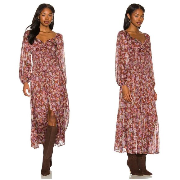 💕ASTR💕 Arlette Floral Sweetheart Long Sleeve Maxi Dress Floral Print Small NWT - Picture 7 of 16